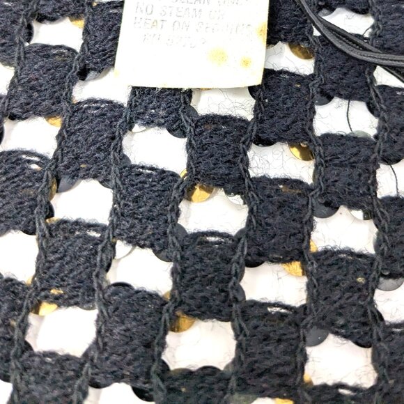 70s Sequin Crochet Cardigan Party Collectibles Size 10 Gold Silver Disco - Picture 11 of 16